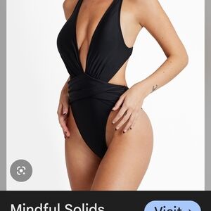 Cupshe Black Plunge One-Piece Swimsuit